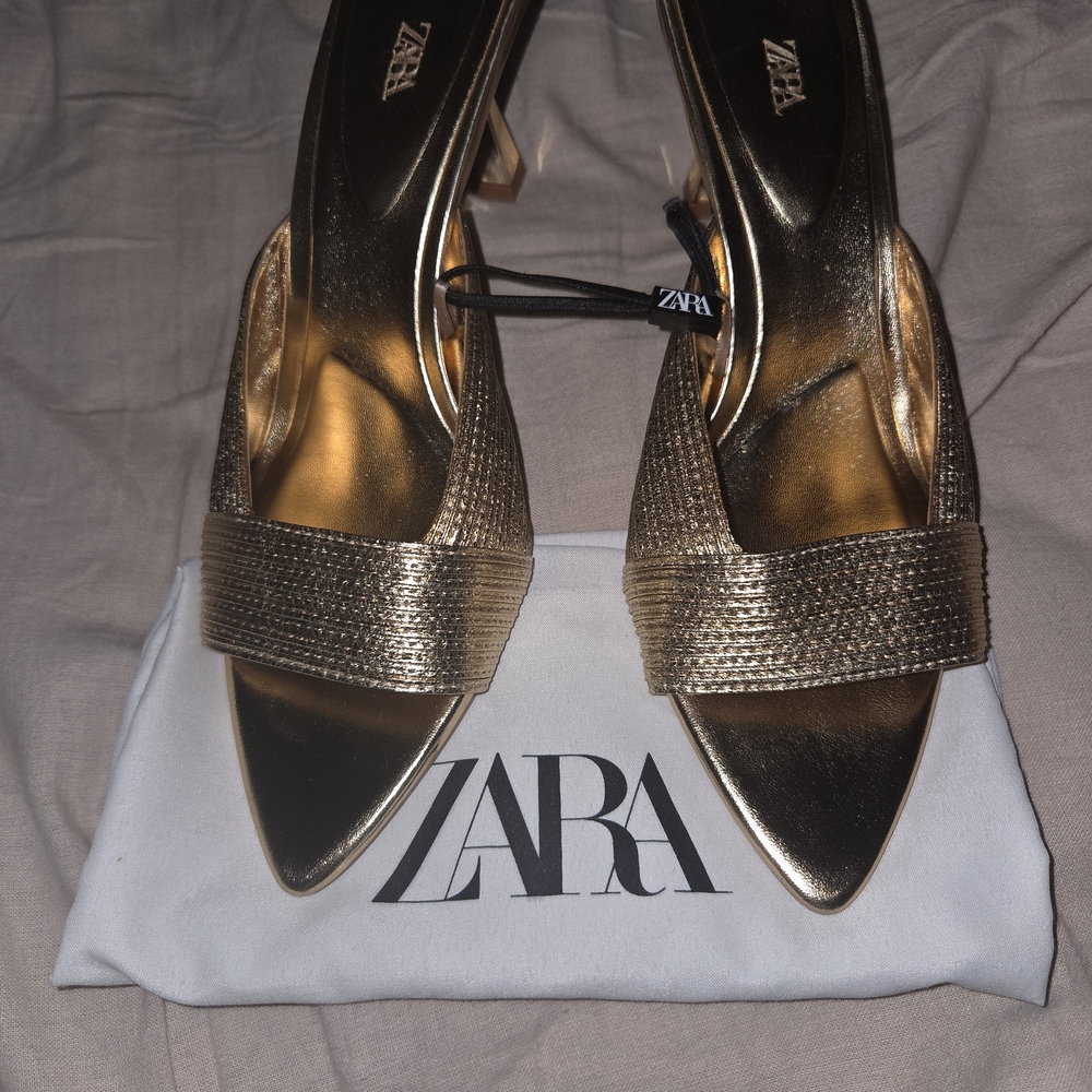 Zara Shimmering Gold Heels